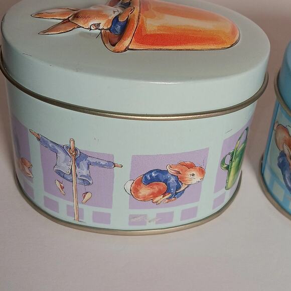 Lot of 2 Vintage Rabbit Frederick Warne & Co Tin Gift Box EMPTY Easter Bunny Lid - Picture 9 of 16